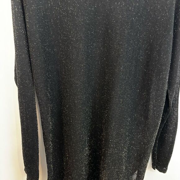 Eileen Fisher Black/Gold Bateau Neck Linen Crepe Tunic Metallic Thread Size Med - Picture 11 of 15